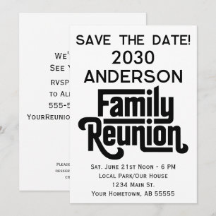 Familientreffen Save The Date Moderne Typografie Einladung