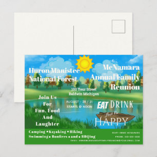 Familientreffen See-Camp Einladungs-Postkarte Postkarte