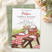 Familientreffen Sommerpicknick Wasserfarben-Tinte-