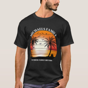 Familientreffen Sommeruntergang Strand Palme T-Shirt
