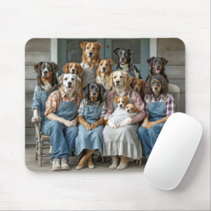 Familientreffen von Hunden auf der Veranda eines B Mousepad