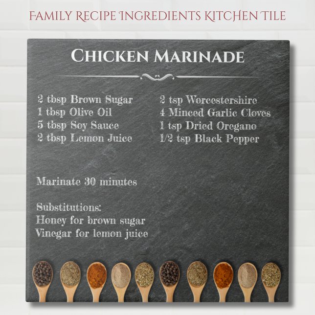 Familientypzutaten und Hinweise Küche Tile Fliese (Family Recipe Ingredients and Notes Kitchen Tile)