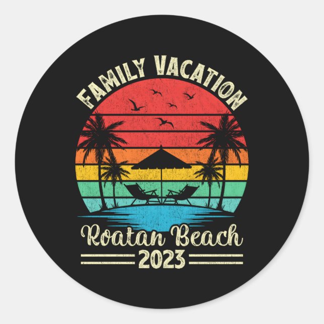 Familienurlaub 2023 Honduras Roatan Beach Runder Aufkleber (Vorderseite)