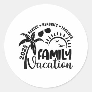 Familienurlaub 2025 Beach Matching Family Sommer Runder Aufkleber