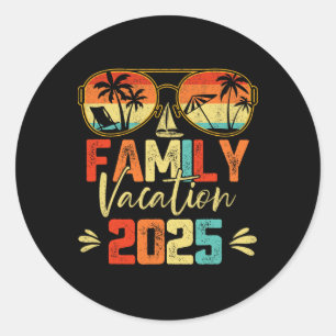 Familienurlaub 2025 Beach Matching Sommerurlaub Runder Aufkleber