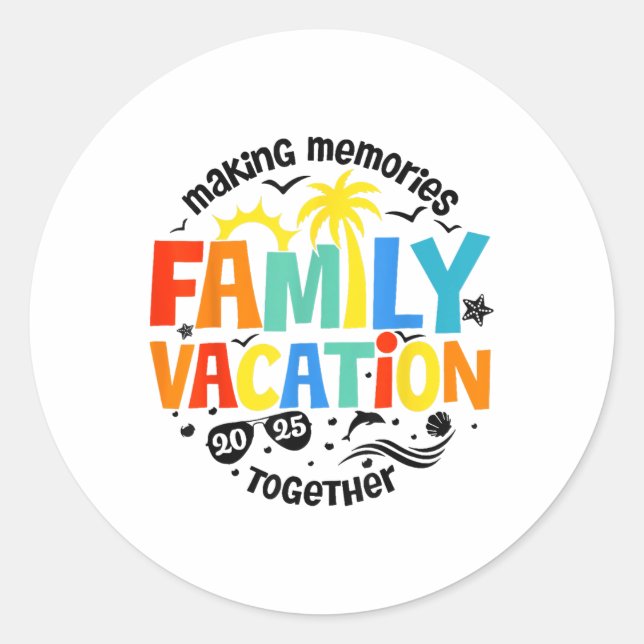Familienurlaub 2025 Familien Matching Sommer Vacat Runder Aufkleber (Vorderseite)