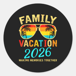 Familienurlaub 2026 Strand passend Sommerferien Runder Aufkleber