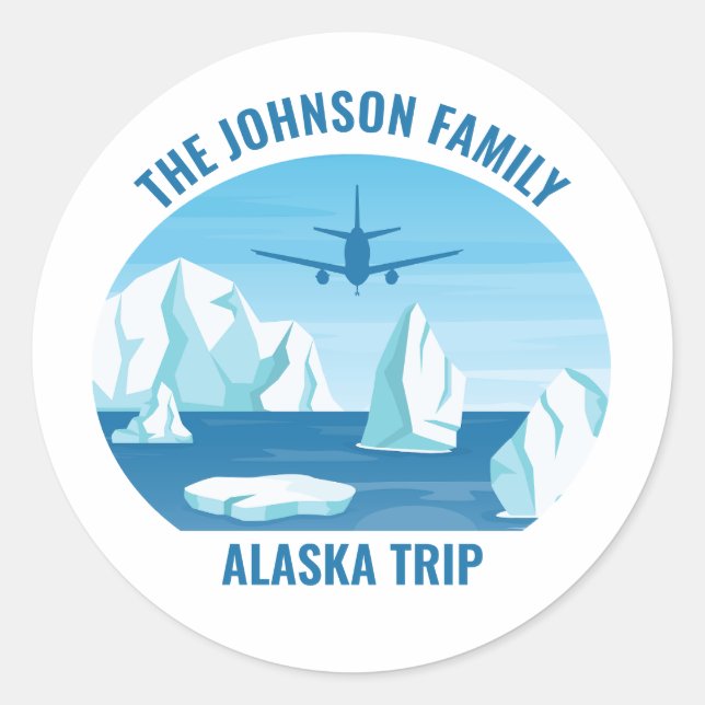 Familienurlaub Alaska Custom Blue Glacier Runder Aufkleber (Vorderseite)