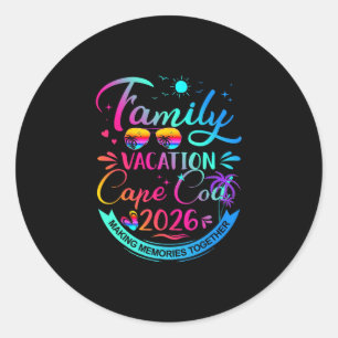 Familienurlaub Cape Cod 2026 Palm Tree Geschenk Runder Aufkleber