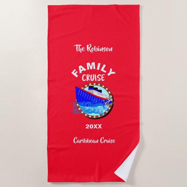 Familienurlaub Cruise Graphic Personalisiert Strandtuch (Vorderseite)