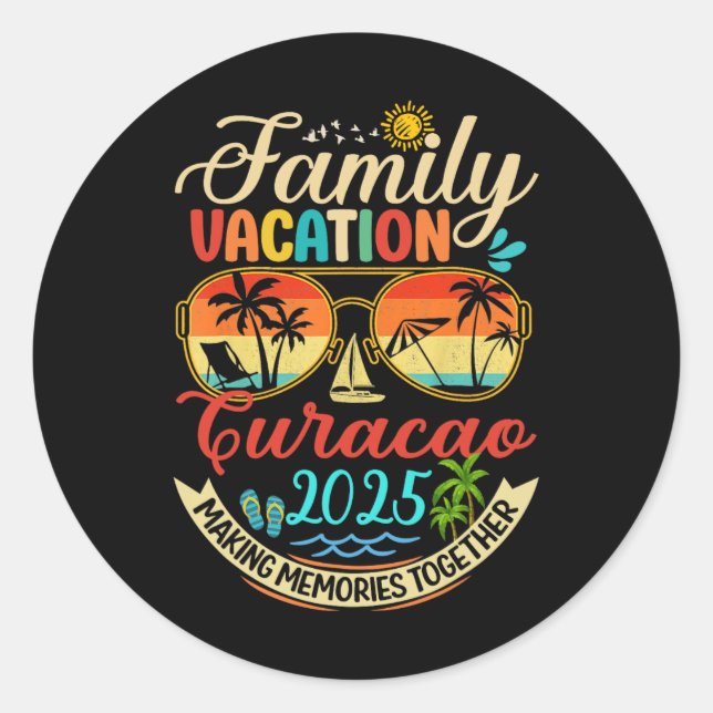 Familienurlaub Curacao 2025 Erinnerungen Familienu Runder Aufkleber (Vorderseite)