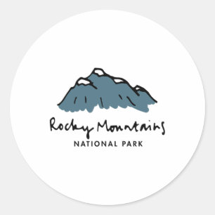 Familienurlaub-Design - Retro Rocky Mountains Nat Runder Aufkleber
