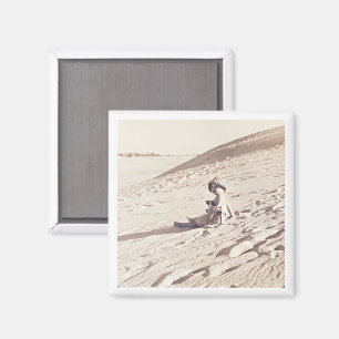 Familienurlaub Foto Sepia Zeitlose Keepake Kinder Magnet