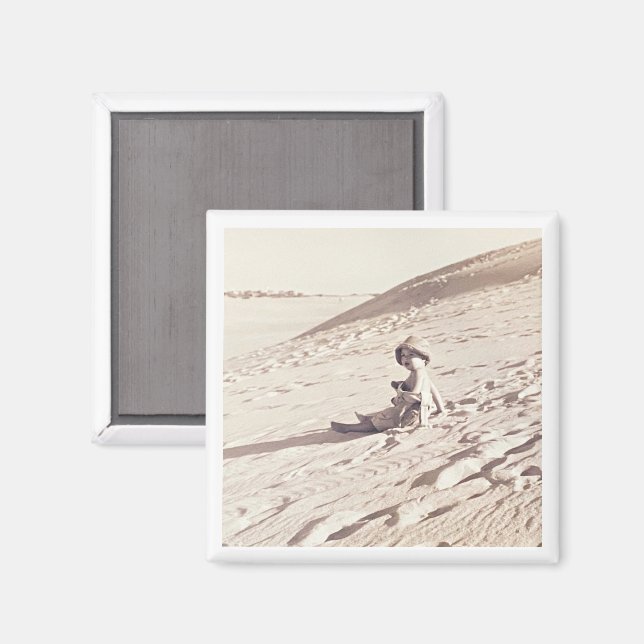 Familienurlaub Foto Sepia Zeitlose Keepake Kinder Magnet (Vorderseite/Rückseite)