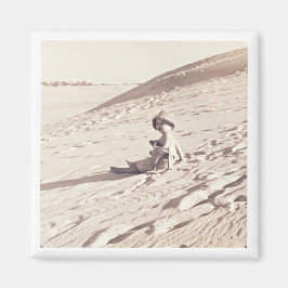 Familienurlaub Foto Sepia Zeitlose Keepake Kinder Magnet