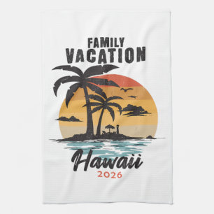 Familienurlaub Hawaii 2026 Tropisch Geschirrtuch