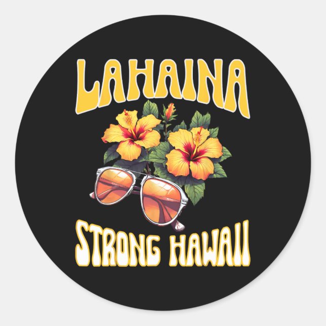 Familienurlaub Hawaiian Lahaina Strong Maui Hawai Runder Aufkleber (Vorderseite)