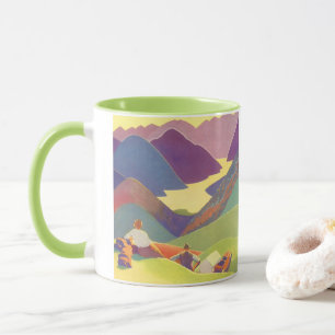 Familienurlaub im Retro-Stil, Picknick in den Berg Tasse