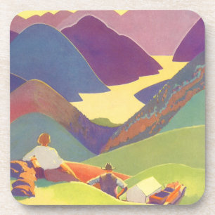 Familienurlaub im Retro-Stil, Picknick in den Berg Untersetzer