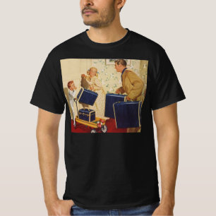 Familienurlaub in alten Zeiten, Vater, Kinder und T-Shirt