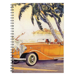 Familienurlaub in einem Cabrio-Oldtimer Notizblock