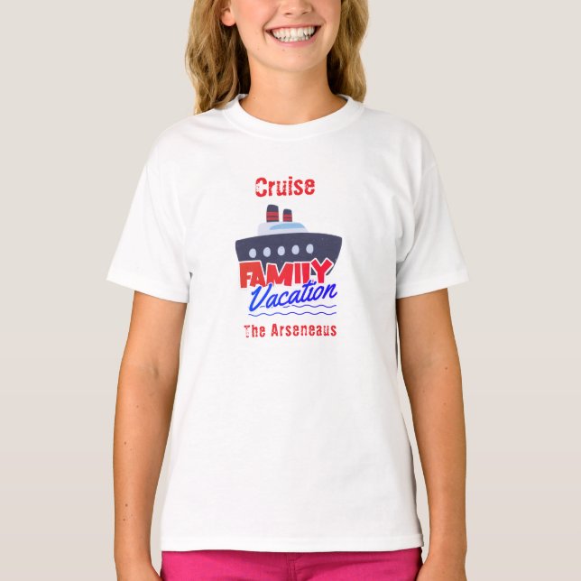 Familienurlaub Kreuzfahrt personalisieren Weiß T-Shirt (Vorderseite)