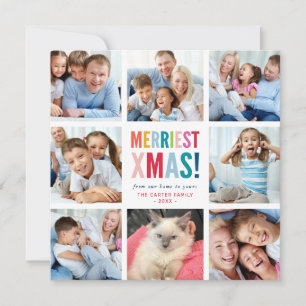 FAMILIENURLAUB multi 8 Foto-Spaß moderne Quadrate Feiertagskarte