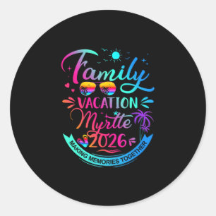 Familienurlaub Myrtle 2026 Palmbaum Geschenk Runder Aufkleber