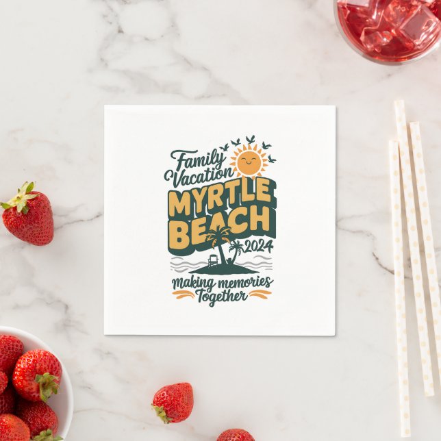 Familienurlaub Myrtle Beach 2024 Erinnerungen mach Serviette (Beispiel)