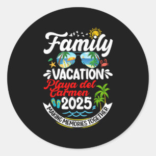 Familienurlaub Playa del Carmen 2025 Erinnerung Runder Aufkleber