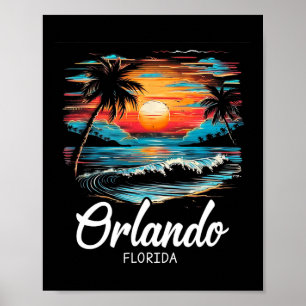 Familienurlaub Retro Sonnenuntergang Florida Orlan Poster