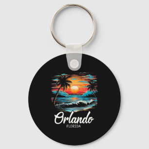 Familienurlaub Retro Sonnenuntergang Florida Orlan Schlüsselanhänger