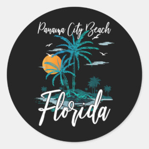 Familienurlaub Retro Sonnenuntergang Florida Panam Runder Aufkleber