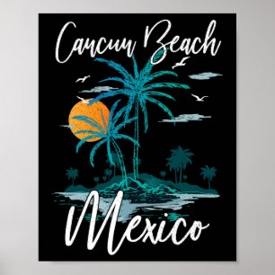 Familienurlaub Retro Sonnenuntergang Mexiko Cancun Poster