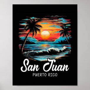 Familienurlaub Retro Sonnenuntergang Puerto Rico S Poster