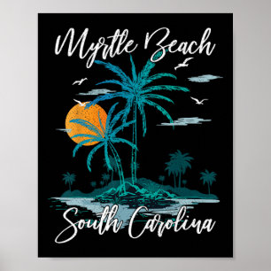Familienurlaub Retro-Sonnenuntergang South Carolin Poster