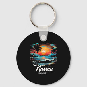 Familienurlaub Retro Sunset Bahamas Nau Schlüsselanhänger
