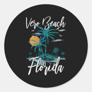 Familienurlaub Retro Sunset Florida Vero Beach Runder Aufkleber