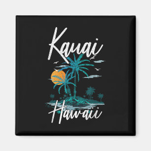 Familienurlaub Retro Sunset Hawaii Kauai Magnet