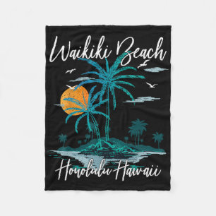 Familienurlaub Retro Sunset Honolulu Hawaii Waiki Fleecedecke
