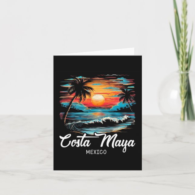 Familienurlaub Retro Sunset Mexiko Costa Maya Karte (Vorderseite)