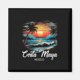 Familienurlaub Retro Sunset Mexiko Costa Maya Magnet