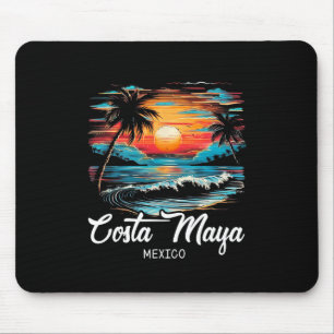 Familienurlaub Retro Sunset Mexiko Costa Maya Mousepad