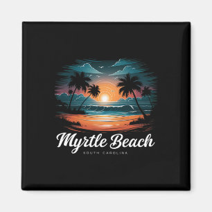 Familienurlaub Retro Sunset South Carolina Myrtle Magnet