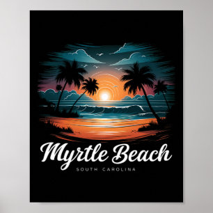 Familienurlaub Retro Sunset South Carolina Myrtle Poster
