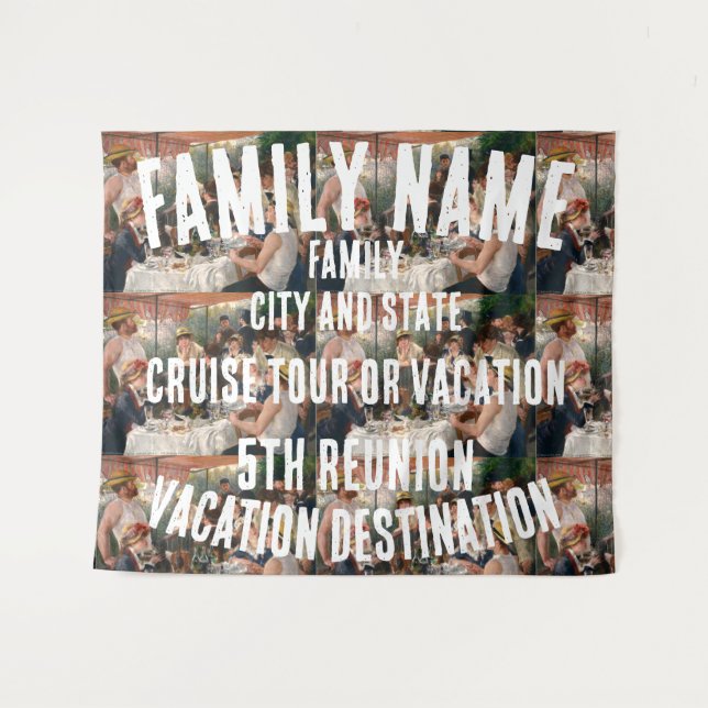 Familienurlaub Tour Schifffahrt Gruppe Hintergrund Wandteppich (Vorderseite (Horizontal))