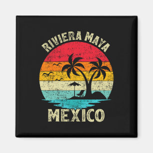 Familienurlaub Vintage Retro Mexico Riviera Maya Magnet