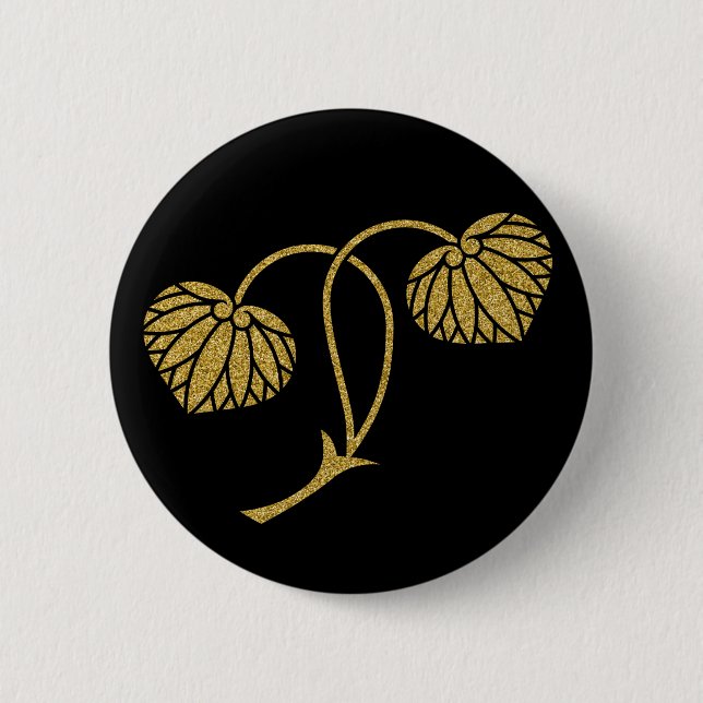 [Familienwappen] 2 Hollyhock-Blätter Runder Button (Vorderseite)