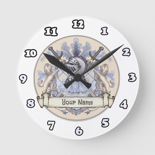 Familienwappen "Blue Knight" Nachname Uhr (Vorderseite)