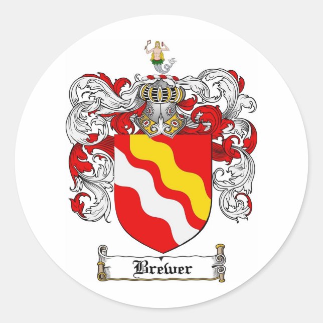 Familienwappen BREWER - BREWER COAT VON WAFFEN Runder Aufkleber (Vorderseite)